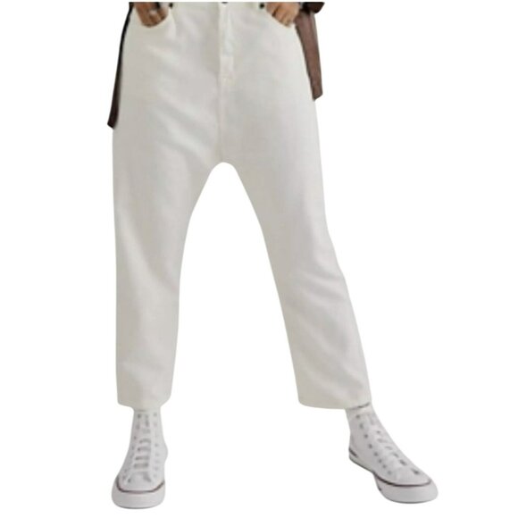 Free People Sandrine Rose Crouch White Sweatpants Cropped Medium NWT - Picture 1 of 5